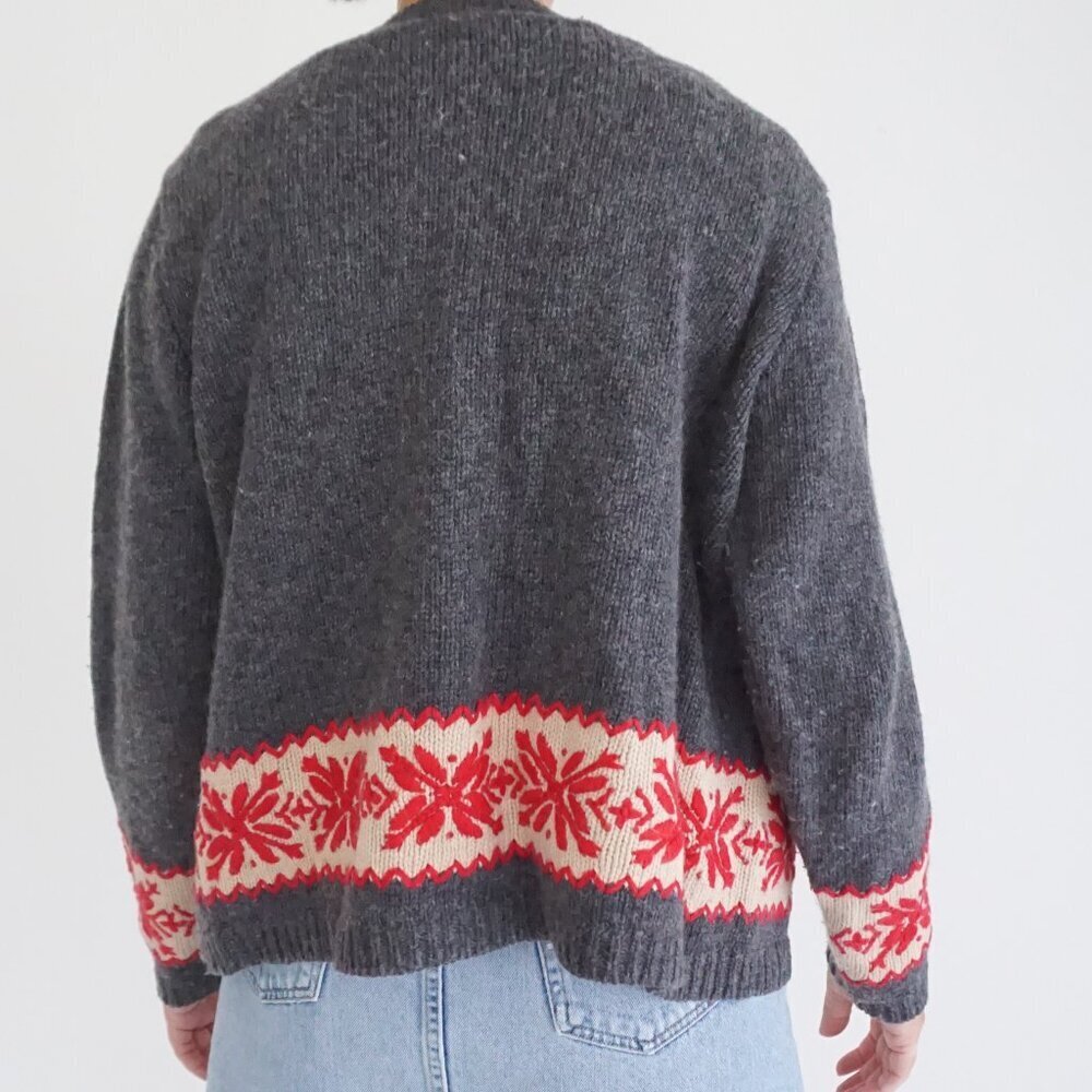 Vintage Sonoma Charcoal Nordic Zip Cardigan Cabincore Grandmacore L - Picture 2 of 8